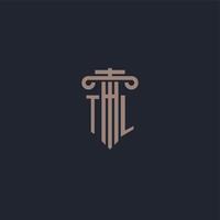 TL initial logo monogram with pillar style design for law firm and justice company vector