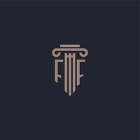 monograma del logotipo inicial ff con diseño de estilo pilar para bufete de abogados y compañía de justicia vector