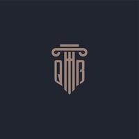 QB initial logo monogram with pillar style design for law firm and justice company vector
