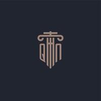 QN initial logo monogram with pillar style design for law firm and justice company vector