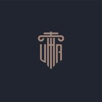 UR initial logo monogram with pillar style design for law firm and justice company vector