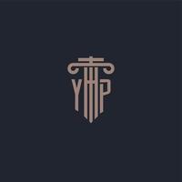 YP initial logo monogram with pillar style design for law firm and justice company vector