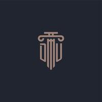 DU initial logo monogram with pillar style design for law firm and justice company vector