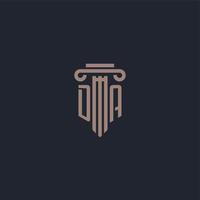 DA initial logo monogram with pillar style design for law firm and justice company vector