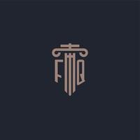 FQ initial logo monogram with pillar style design for law firm and justice company vector