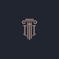 monograma de logotipo inicial ii con diseño de estilo pilar para bufete de abogados y compañía de justicia vector