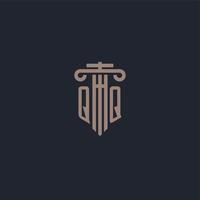 QQ initial logo monogram with pillar style design for law firm and justice company vector