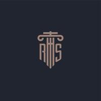 RS initial logo monogram with pillar style design for law firm and justice company vector