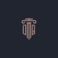 monograma de logotipo inicial dq con diseño de estilo pilar para bufete de abogados y compañía de justicia vector