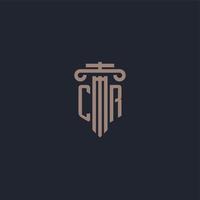 CR initial logo monogram with pillar style design for law firm and justice company vector