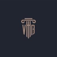 VB initial logo monogram with pillar style design for law firm and justice company vector