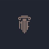 HF initial logo monogram with pillar style design for law firm and justice company vector