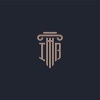 monograma de logotipo inicial ib con diseño de estilo pilar para bufete de abogados y compañía de justicia vector