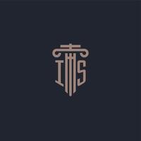 IS initial logo monogram with pillar style design for law firm and justice company vector