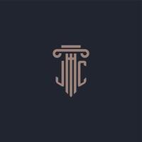 JC initial logo monogram with pillar style design for law firm and justice company vector