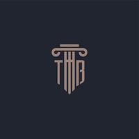 monograma del logotipo inicial de tb con diseño de estilo pilar para bufete de abogados y compañía de justicia vector