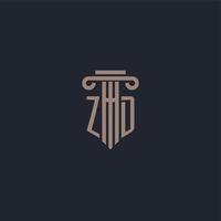 ZD initial logo monogram with pillar style design for law firm and justice company vector