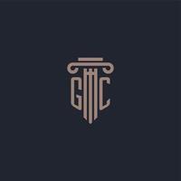 GC initial logo monogram with pillar style design for law firm and justice company vector