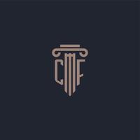 CF initial logo monogram with pillar style design for law firm and justice company vector