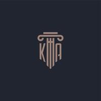 monograma del logotipo inicial ka con diseño de estilo pilar para bufete de abogados y compañía de justicia vector
