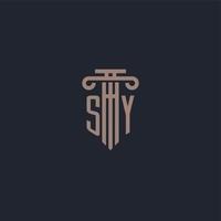 SY initial logo monogram with pillar style design for law firm and justice company vector