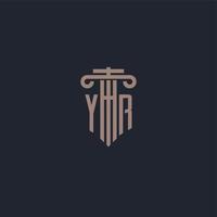 YR initial logo monogram with pillar style design for law firm and justice company vector