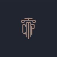 CP initial logo monogram with pillar style design for law firm and justice company vector