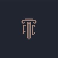 monograma del logotipo inicial fc con diseño de estilo pilar para bufete de abogados y compañía de justicia vector