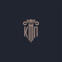 KN initial logo monogram with pillar style design for law firm and justice company vector