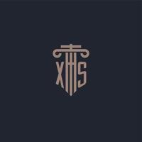 XS initial logo monogram with pillar style design for law firm and justice company vector