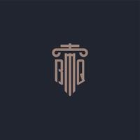 BQ initial logo monogram with pillar style design for law firm and justice company vector