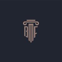 BF initial logo monogram with pillar style design for law firm and justice company vector