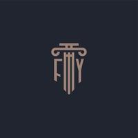 monograma del logotipo inicial de fy con diseño de estilo pilar para bufete de abogados y compañía de justicia vector