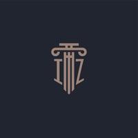 IZ initial logo monogram with pillar style design for law firm and justice company vector