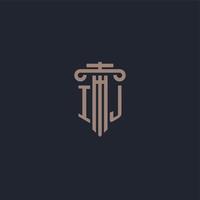 monograma de logotipo inicial ij con diseño de estilo pilar para bufete de abogados y compañía de justicia