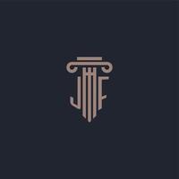 JF initial logo monogram with pillar style design for law firm and justice company vector