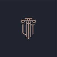 LT initial logo monogram with pillar style design for law firm and justice company vector