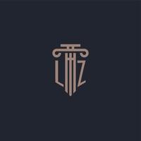 LZ initial logo monogram with pillar style design for law firm and justice company vector