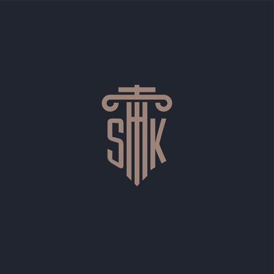 SK initial logo monogram with pillar style design for law firm and justice company