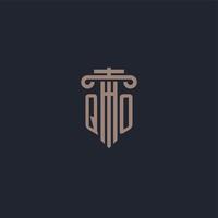 QO initial logo monogram with pillar style design for law firm and justice company vector