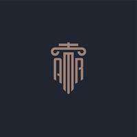 AR initial logo monogram with pillar style design for law firm and justice company vector