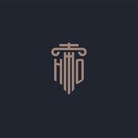 HO initial logo monogram with pillar style design for law firm and justice company vector