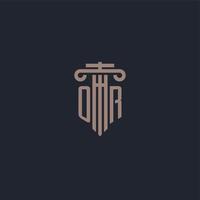 OR initial logo monogram with pillar style design for law firm and justice company vector