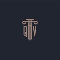 QV initial logo monogram with pillar style design for law firm and justice company vector