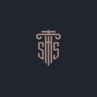 SS initial logo monogram with pillar style design for law firm and justice company vector