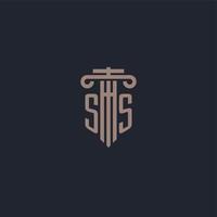 SS initial logo monogram with pillar style design for law firm and justice company vector