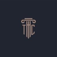 monograma de logotipo inicial tc con diseño de estilo pilar para bufete de abogados y compañía de justicia vector