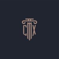 CX initial logo monogram with pillar style design for law firm and justice company vector