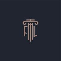 FL initial logo monogram with pillar style design for law firm and justice company vector