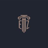 EZ initial logo monogram with pillar style design for law firm and justice company vector
